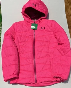 UNDER ARMOUR STORM COLDGEAR Big GIRLS ZIP UP PUFFER JACKET Dk PINK SOLID Sz XL - Picture 1 of 10