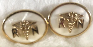 Goldtone RN Cufflinks Mother of Pearl - Picture 1 of 4