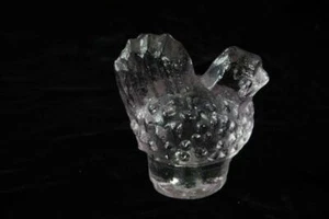 ART GLASS CLEAR CHICKEN FIGURAL PAPERWEIGHT - Picture 1 of 9