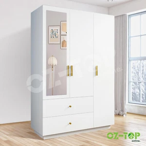 180cm Mirrored Wardrobe Cabinet Clothes Storage Organiser Cupboard LED White - Picture 1 of 12
