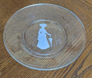 Vtg Victorian Lady Silhouette Lunch Plate Avon White Embossed Woman Salad Dish - Picture 1 of 5