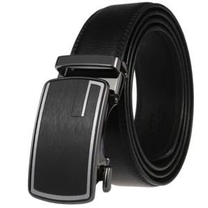 Moda Para hombres Automático Hebilla Cinturón Piel de Vaca Cuero Cinturón Trinquete Correa Traje de Regalo - Imagen 1 de 7