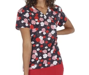 NWT Women's Large Floral Scrubfinity Basix Scrub Top - Picture 1 of 1