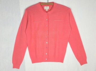Cárdigan Suéter De Colección Años 50 Rosa Melocotón Lana Angora Perla Caña Botones Monarca M  Foto 1 de 4