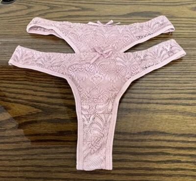 2 Pair Lace Panties  Womens G Strings Lingerie Sexy Hot French  Thong Sz Lg - Image 1 of 4
