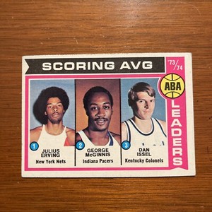 1974-75 Topps Julius Erving McGinnis Issel ABA Scoring Avg Leaders #207