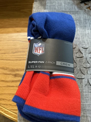 NFL Buffalo bills 2 Pack Crew Socks NWT L/XL 9-13 Cover