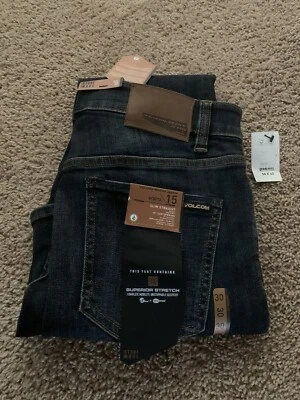 Volcom Vorta 15 Slim Straight Stretch Fit Dark Blue Size: Waist 30 Inseam 32 - Image 1 of 4