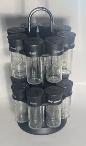 16 Glass Jars Revolving Spinning Spice Rack Carousel - Picture 1 of 15