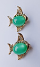 Vintage Pair Jelly Belly Angel Jade Green UV Glow Fish Scatter Pins Brooches