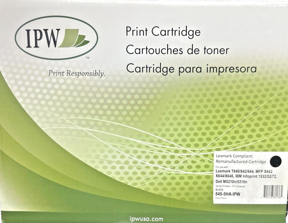 Lexmark Toner Cartridge Black 845-5HA-IPW 卡式胶筒 6000页数 黑色 — 第 1/2 张图片