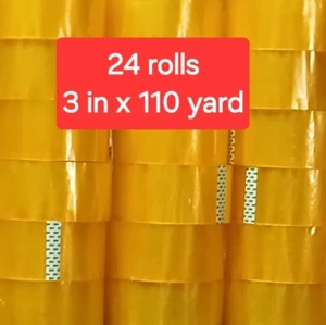 Packing Tape 24 Rolls 3 in 110 Yards 2 Mil (330 ft) Clear Carton Sealing Tapes - Picture 1 of 2