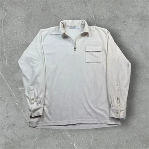 Yves Saint Laurent Jeans YSL Relaxed Fit Corduroy Embroidered Logo Quarter ZIp - Picture 1 of 7