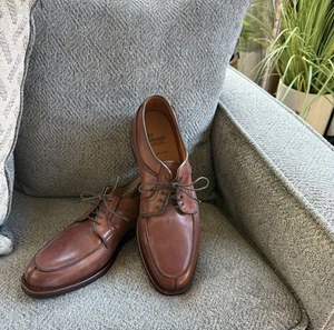 Zapatos de vestir Allen Edmonds Stockbridge Derby de cuero marrón con punta dividida para hombre talla 9 D - Imagen 1 de 19