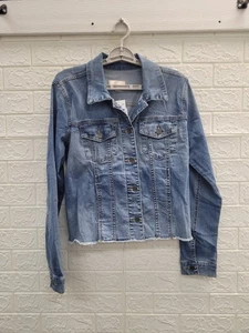 New Kut From The Kloth Julia Crop Jacket Diagnosed Washes Size Large US - Picture 1 of 8