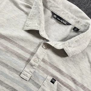 Travis Mathew Golf Polo  Men’s M Short Sleeve Performance Gray Stripes  - Picture 1 of 11