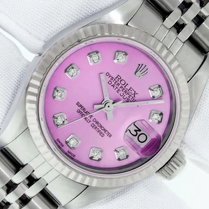 RELOJ ROLEX DATEJUST QS ACERO INOXIDABLE DAMAS, ESFERA DIAMANTE ROSA, BISEL ESTRIADO - Imagen 1 de 9