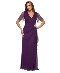 Xscape Abito donna con maniche in pizzo - prugna/pistola - 14 - Foto 1 di 3