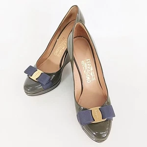 Salvatore Ferragamo Pumps Women's Size 7 Green Patent Leather - Picture 1 of 9