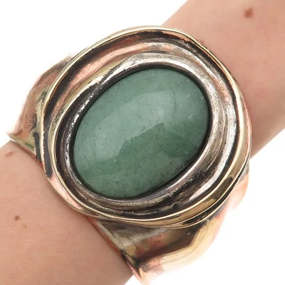 Pulsera Ajustable Robert Lee Morris Latón Vintage Amazonita Modernista 7.25" Foto 1 de 4