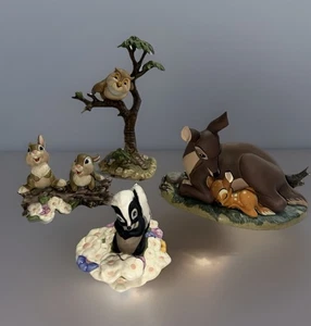 4 Walt Disney classic collection Bambi skunk rabbit owl WDCC No Box No COA - Picture 1 of 9