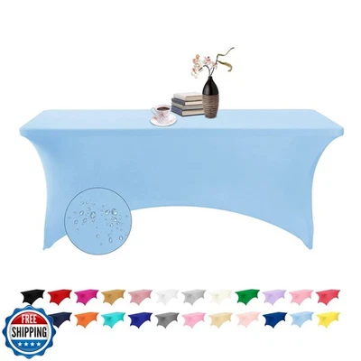 Cubierta de mesa impermeable eccwai Spandex 6 pies para fiesta, boda, banquete Foto 1 de 4