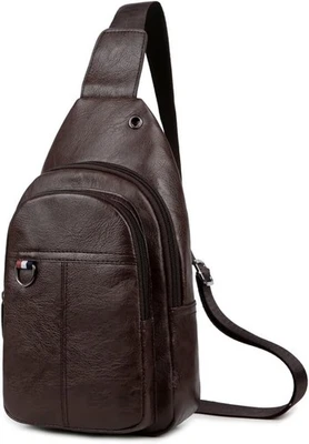 Bandolera Para Hombre Mochila Viaje Cartera Bolso De Hombro Mariconera Marrón EUA - Imagem 1 de 4