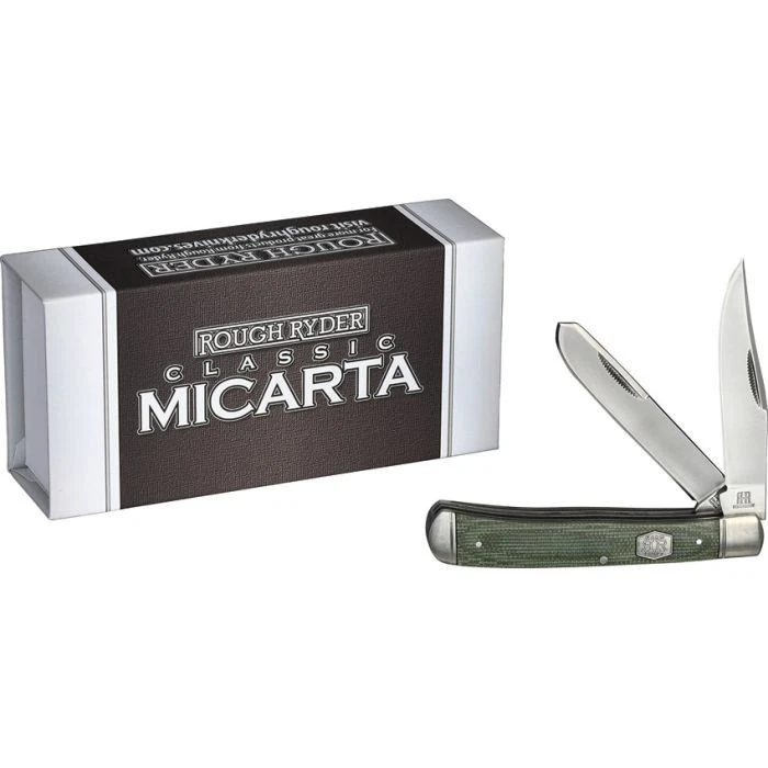 Rough Rider Trapper Knife Green Micarta Handle Stainless Clip Spey - Image 1 of 1