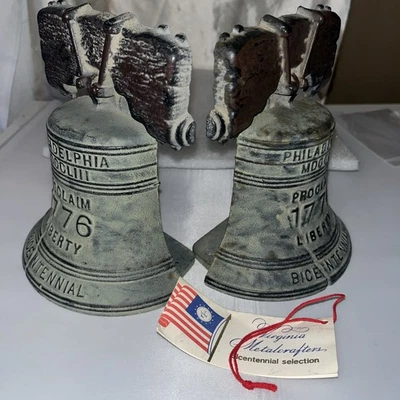 1976 Bicentennial Liberty Bell Bookends-Virginia Metal Crafters-Philadelphia PA - Image 1 of 4