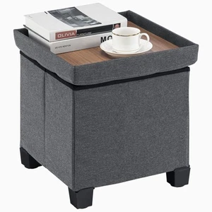 13 inches Small Storage Ottoman Cube, Foot Stool Foldable Storage Footrest wi... - Picture 1 of 8