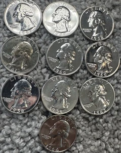 Lot Of 10 Washington Proof Silver Quarters Different Years - Picture 1 of 2