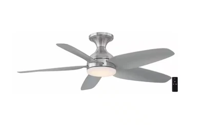 Hampton Bay Ceva 44" Indoor/Outdoor Brushed Nickel Ceiling Fan w/Light & Remote - Image 1 of 4