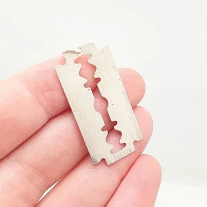 Vintage Sterling Silver Razor Blade Pendant Necklace Solid 925 Retro 1970s RARE - Picture 1 of 8