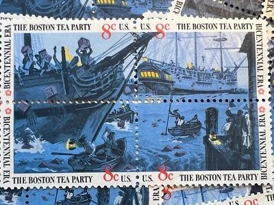 BOSTON TEA PARTY - 1973 - Bicentennial Era 8c - Block of 4 - Scott# 1480-1483 - Image 1 of 3