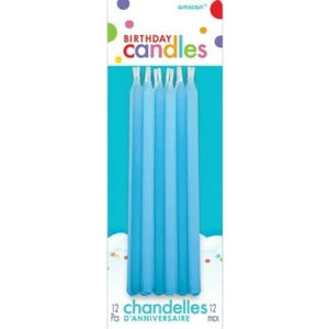 Birthday Party Supplies Blue Taper Candles 12 Pack Boys Birthday Cake Decoration - Picture 1 of 1