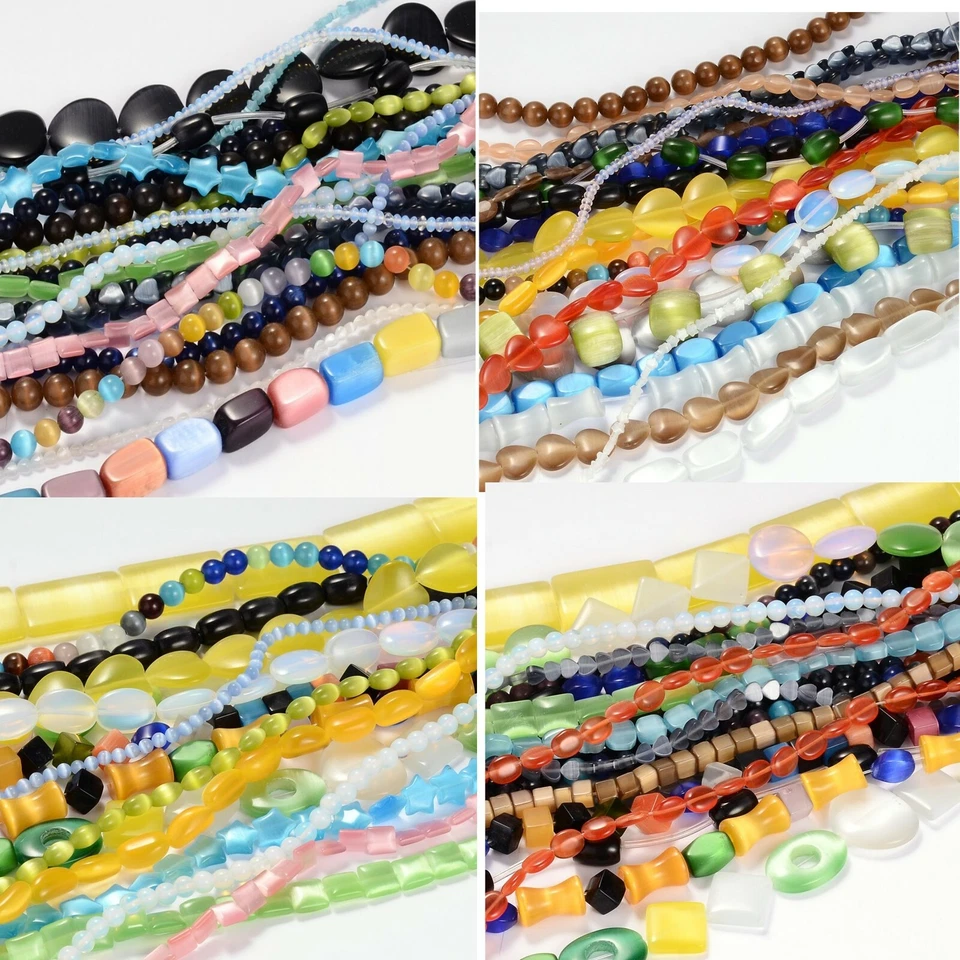 1 Strang Katzenaugen cat eyes Glasperlen viele Farben und Arten - Bild 1 von 1