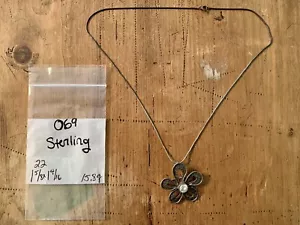 SILPADA gehämmert Sterlingsilber CZ BLUME Anhänger/Pin ~ BP2049 mit Halskette - Bild 1 von 5