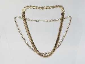 Vintage Coro Napier gold silver tone industrial chain ball beads 2 necklaces lot - Picture 1 of 7