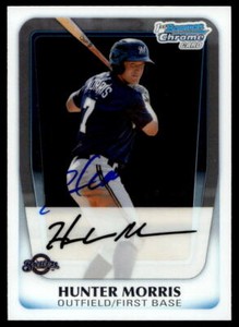2011 Bowman Chrome Hunter Morris Brewers IP Autograph Baseball Card