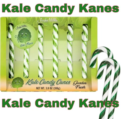 Bastones de caramelo Archie Mcphee Kale ¡3,8 OZ! ¡Seis bastones de caramelo con sabor a col rizada!  Foto 1 de 4