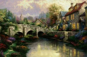 Thomas Kinkade Cobblestone Brooke Offset Lithograph Print 24 x 36 - Picture 1 of 4