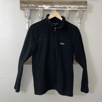 Patagonia Negro Cuarto Fino Cremallera Vellón Hombre Pequeña Capa Media Foto 1 de 3