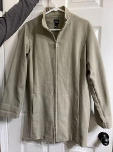 EILEEN FISHER Medium   Gray  Full Zip 100% Italian Fabric Cotton Jacket  Coat - Picture 1 of 12