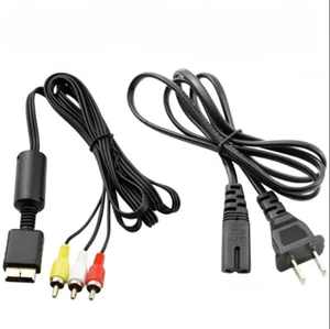 Audio AV RCA+AC Cable Power Supply Adapter Cord For Sony Playstation 1 2 PS1 FAT - Picture 1 of 8