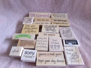 21 Rubber Stamps, Phrases, Friendship, Get Well, Motivation, Etc. See List - Picture 1 of 19