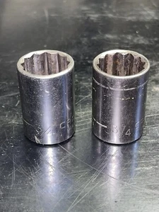 Vintage Craftsman USA MADE 2pc SAE Shallow Socket Set - 1/2" Drive 3/4” - Picture 1 of 7