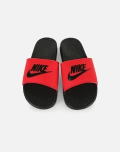 Red and Black Nike Benassi JDI Men's Slip On Sandals, Size's 8-12 - Picture 1 of 4