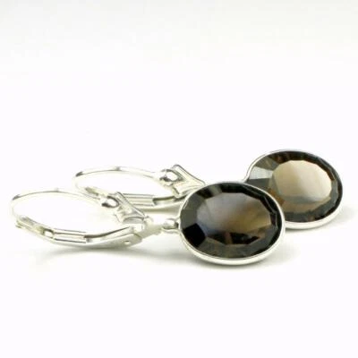 Дымчатый кварц, рычаги из стерлингового серебра, SE101 - Изображение 1 из 4