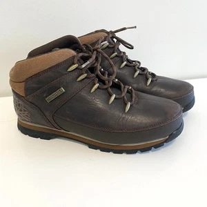 Timberland Boys Youth Brown Leather Boots Size US7 UK6.5 EU40 Hiking Casual Logo - Picture 1 of 13