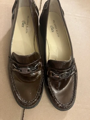 AK Anne Klein IFlex Brown Patent Leather Slip On Loafers Size 6.5M - Image 1 of 4
